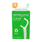 Box of dentagenie Clean Flosspyx with green packaging and white floss on a white background