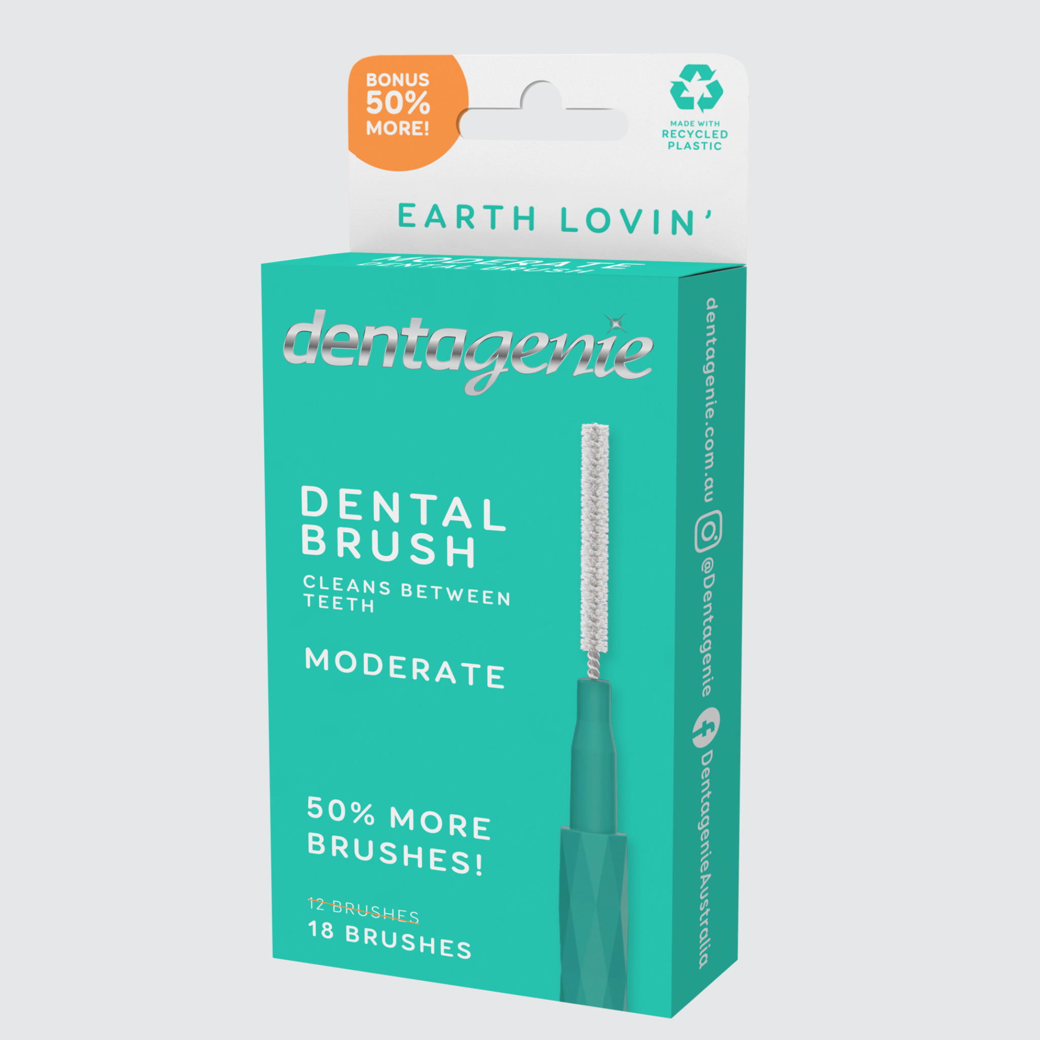 Dentagenie Dental Brush Moderate Teal 18 pk