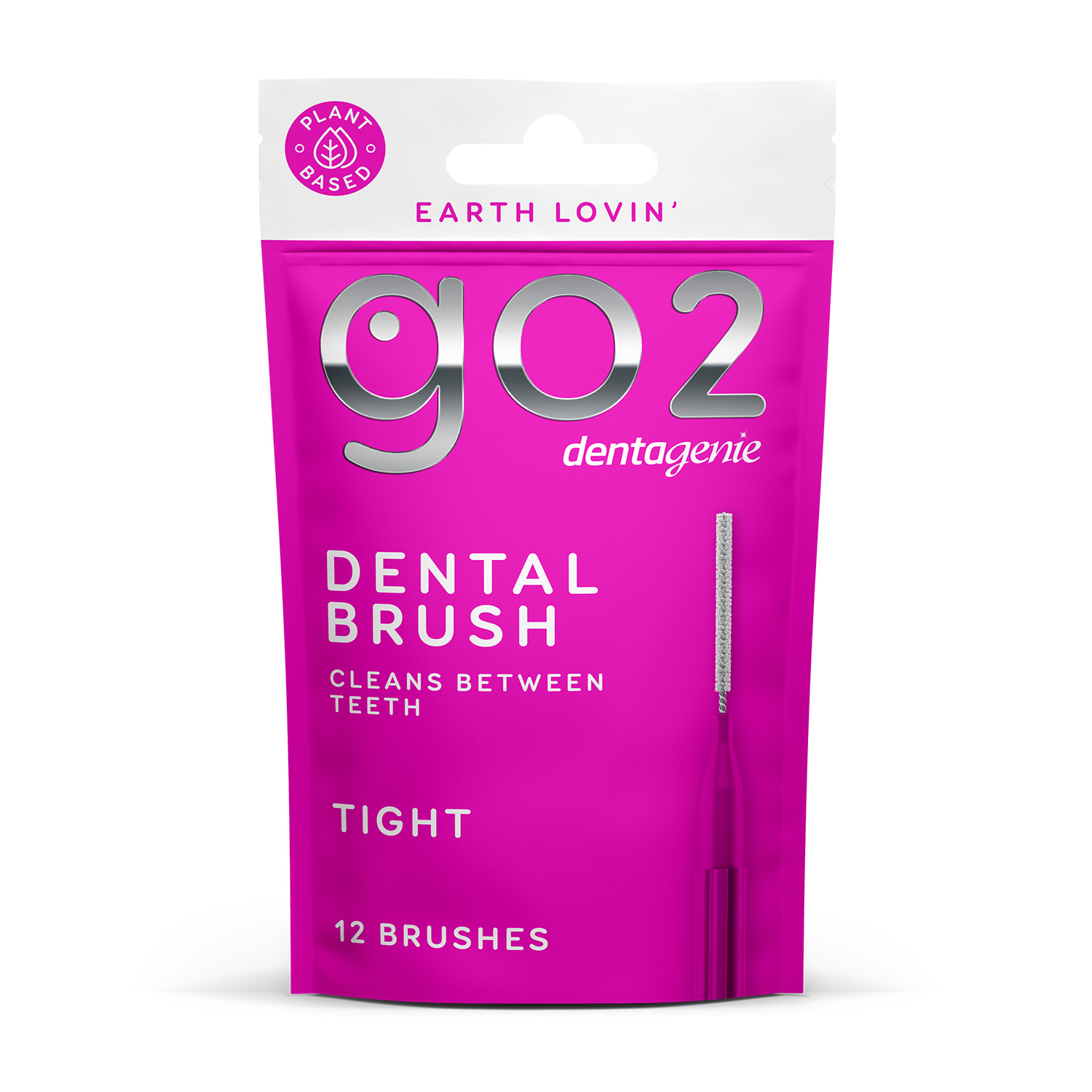 Dentagenie Tight dental brush pack with 12 recycled plastic interdental brushes for cleaning between teeth