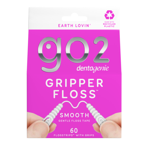 Dentagenie Gripper Smooth Floss pack with 60 gentle floss tape strips and ergonomic finger grips